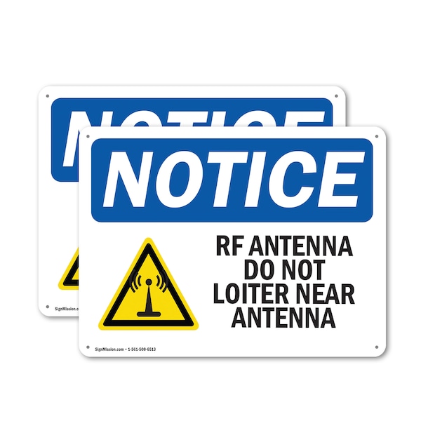 Signmission Rf Antenna Do Not Loiter Near Antenna, 24 in W x Rectangle, Plastic OS-2PACK-NS-P-1824-L-18104 - main